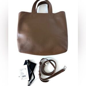 Theory Crossbody Med Tote Brown Nutmeg Lambskin Leather Bag